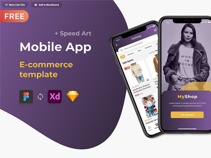 Free Mobile App ECommerce UI Kit for Figma