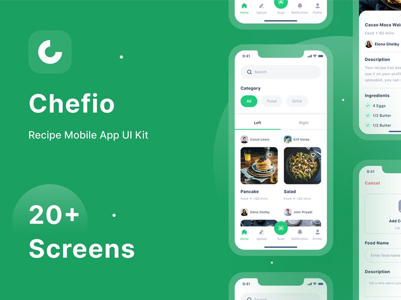 Chefio — Recipe App Free UI Kit