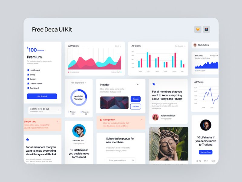 Deca Free UI Kit for Figma and Sketch