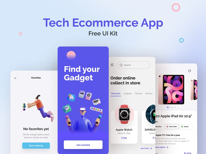 Tech E-commerce App Free UI Kit for Figma