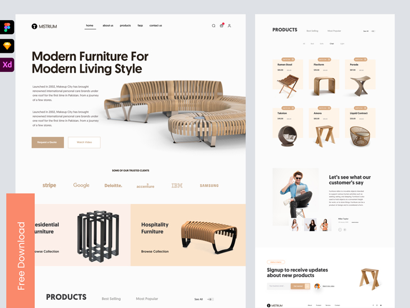 Mistrium — Free Online Furniture Shop Landing Page