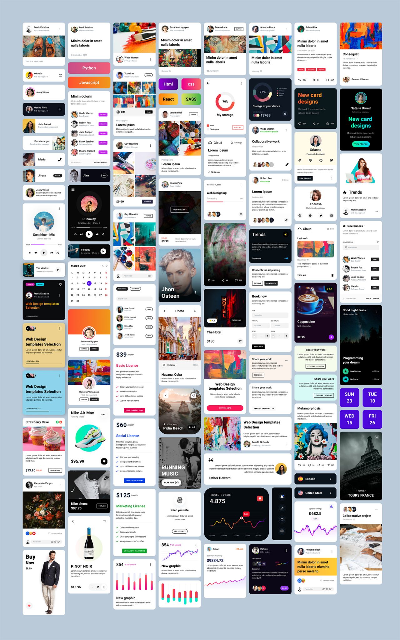 Cards Components Free UI Kit for Figma | Theme-UI