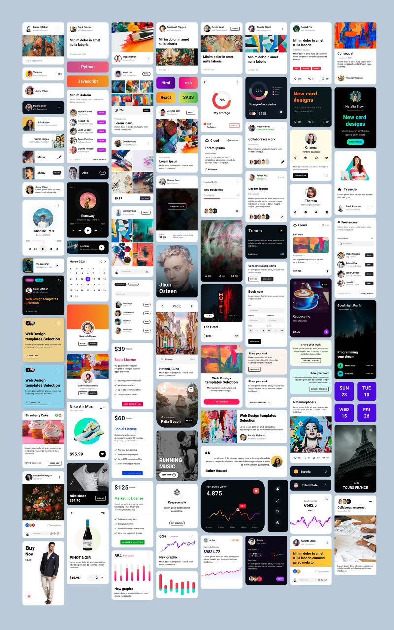 Cards Components Free UI Kit for Figma | Theme-UI