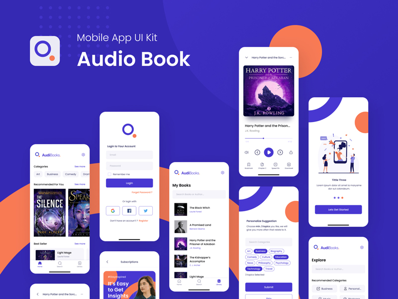 Audibooks - Free Audio Book UI Kit for Figma