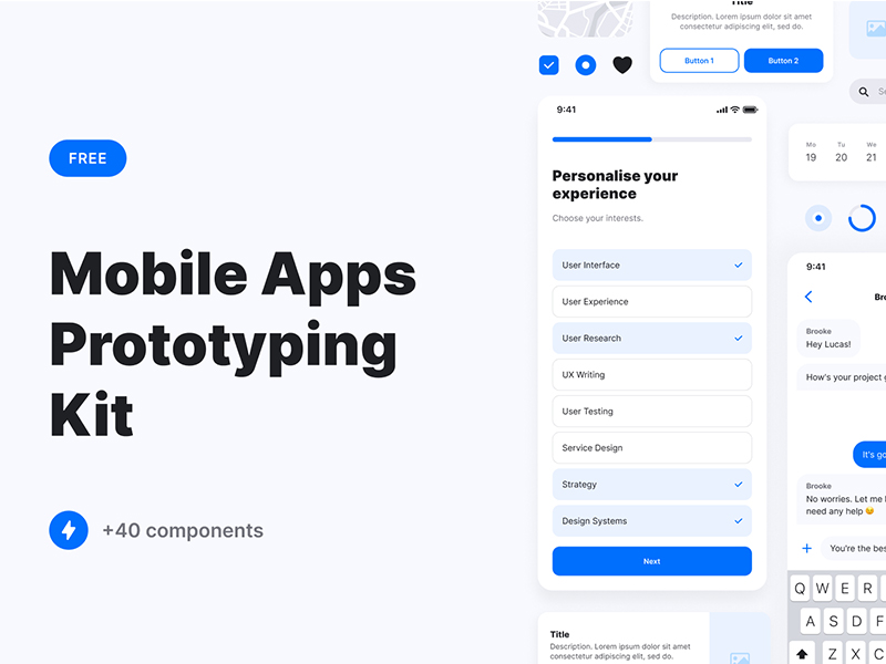 Mobile Apps Prototyping Free UI Kit for Figma