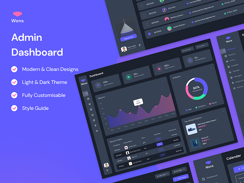 Wons — Free Admin Dashboard UI Kit for Figma