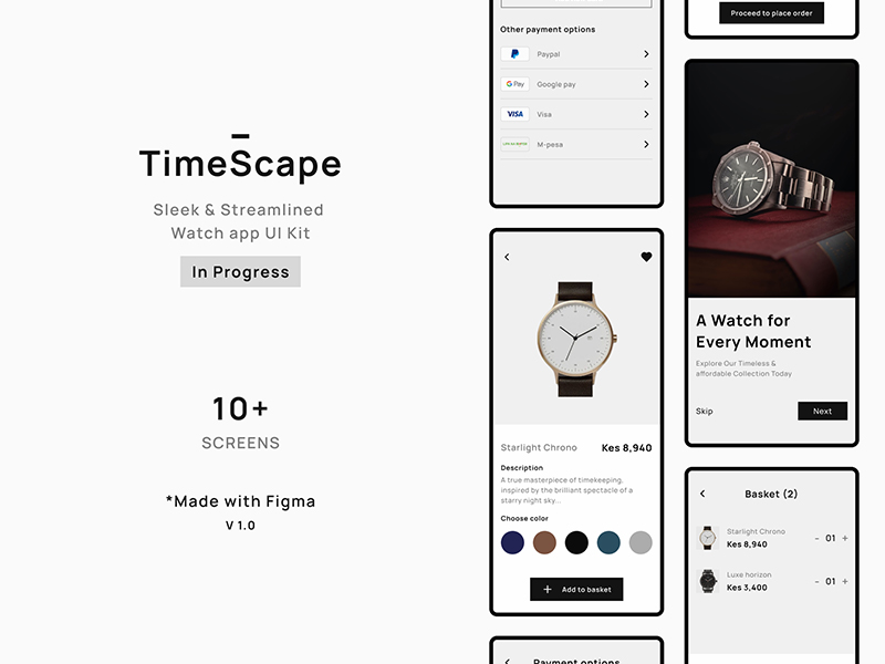 TimeScape is a Figma free UI kit that allows you to create a sleek and minimalist watch interface for your mobile applications. This UI kit is carefully crafted with a focus on usability and ease of editing, featuring a well-organized layout that makes it easy to customize to your needs. Thanks to Abel Biwott for creating and sharing this beautiful free UI kit.