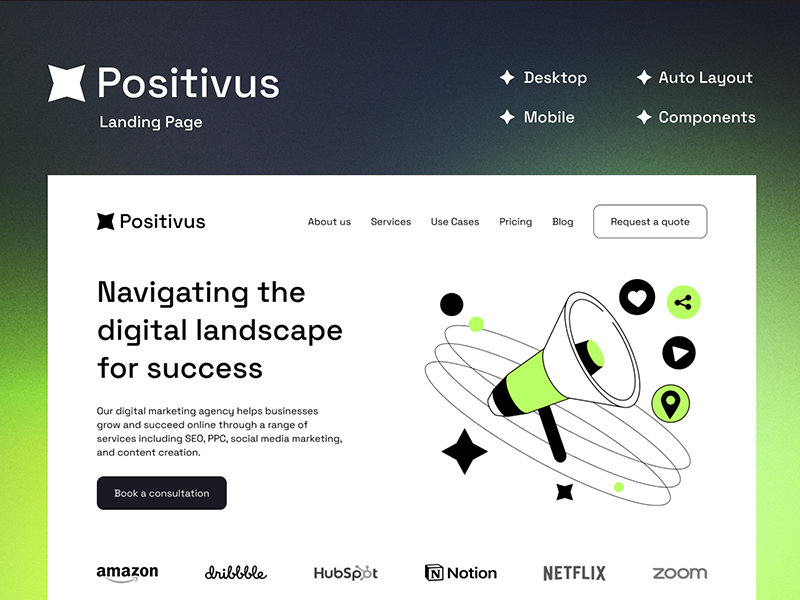 Positivus - Modern Free Landing Page Template for Digital Marketing