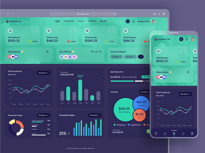 Eco Banking App UI Kit Freebie