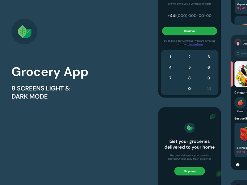 Grocery App Free UI Kit