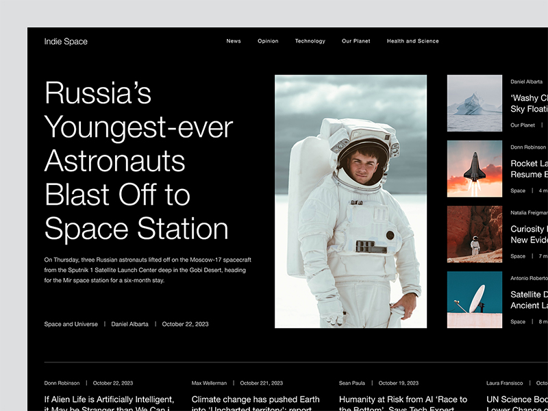 Indie Space - Space News Free Website Template