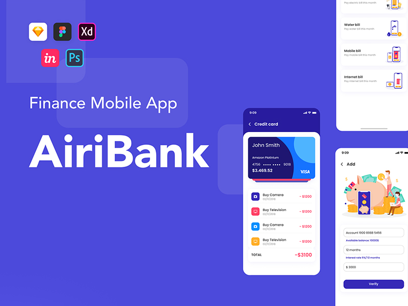 Airibank - E-wallet App Free UI Kit