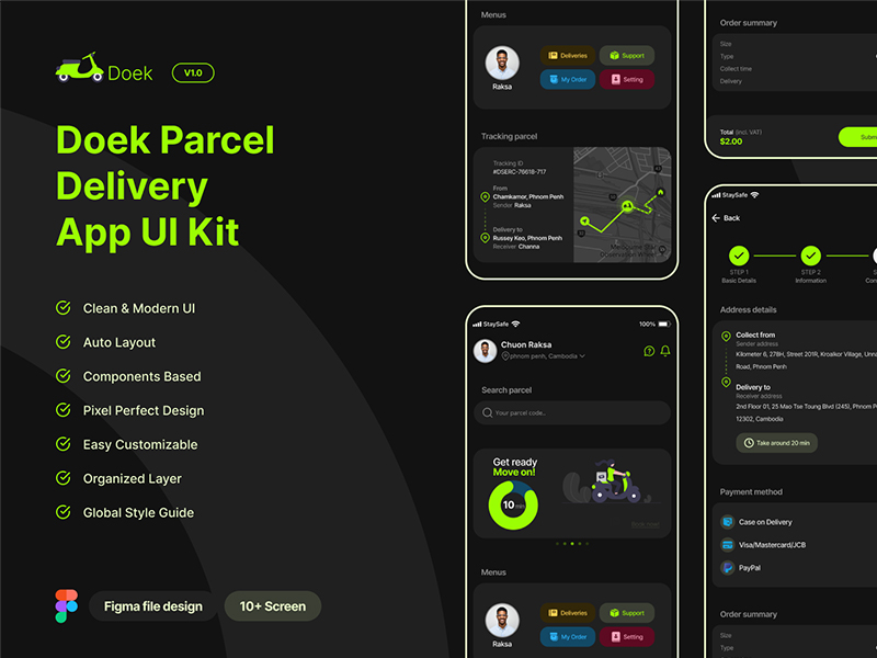 Doek - Parcel Delivery App Free UI Kit