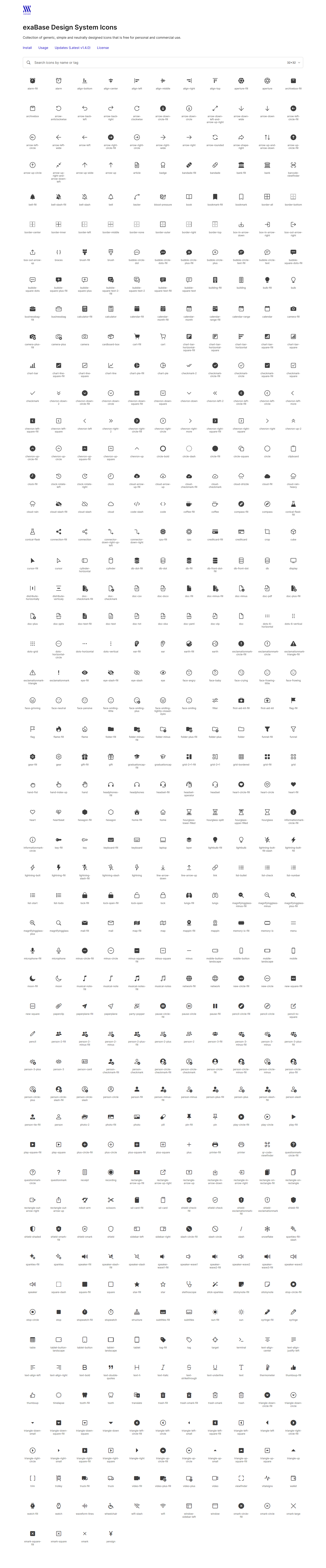 exaBase Design System Free Icons