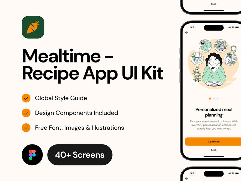 Mealtime - Recipe App Free UI Kit