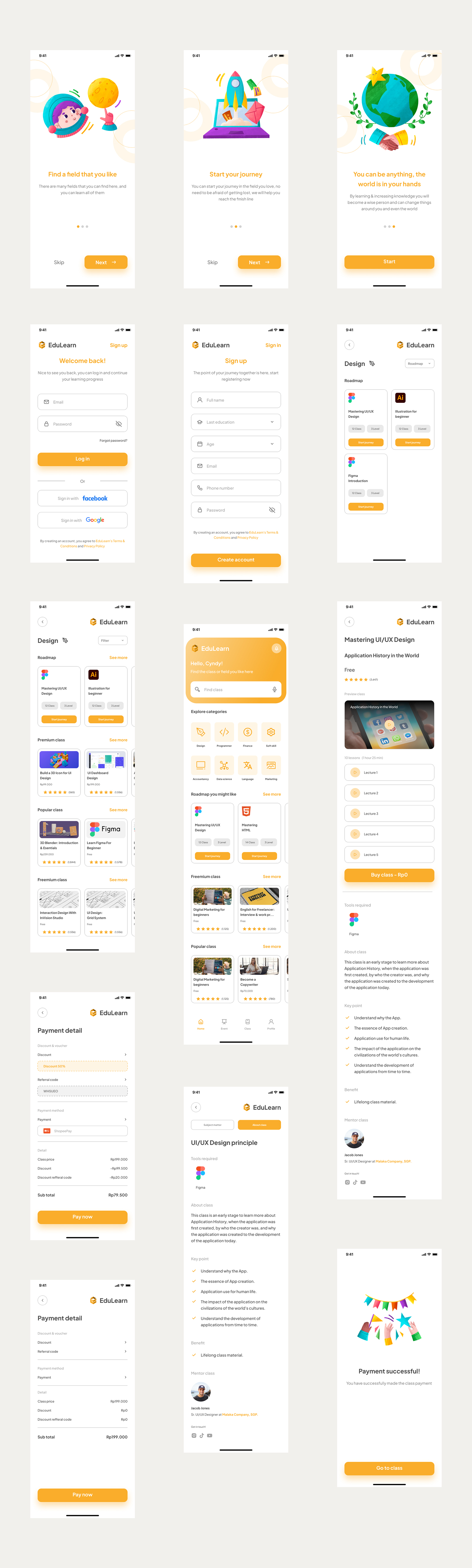 Edulearn - E-course App Free UI Kit